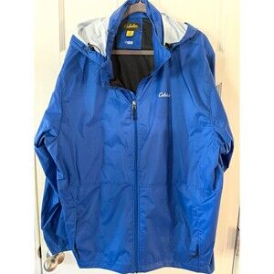 Cabela’s 4MOST Repel Rain Jacket Men’s 2XL Blue Gray Hooded Mesh Lined Nylon